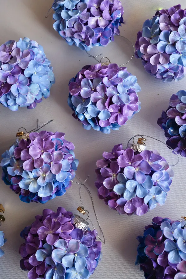 Purple Blue Hydrangea Ornament