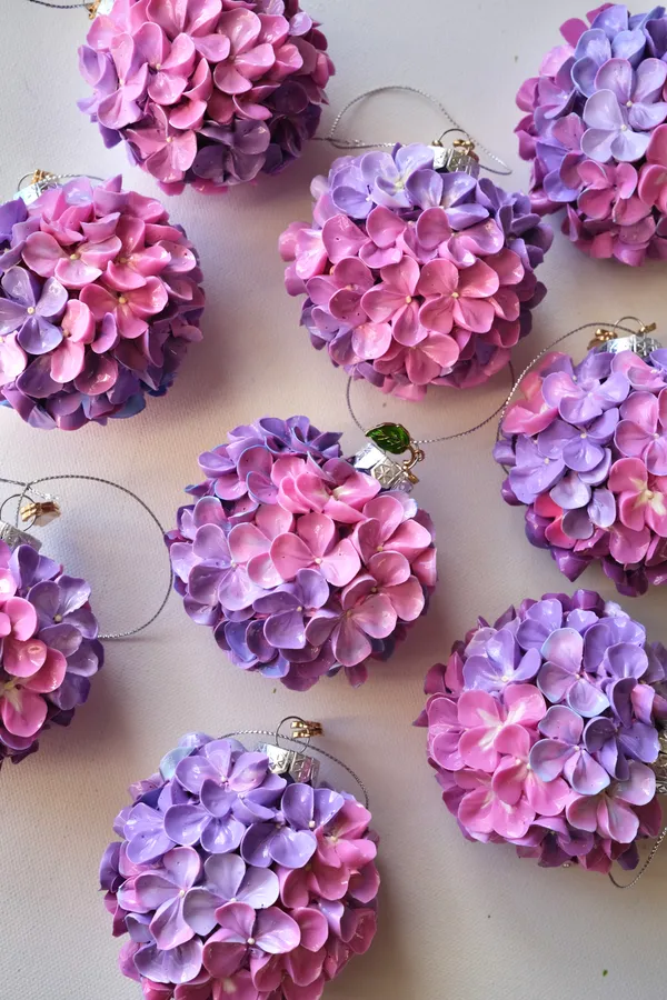 Purple Pink Hydrangea Ornament